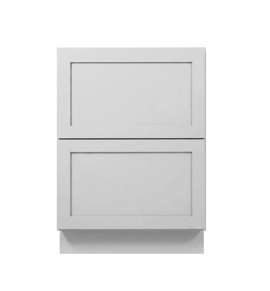 Luna (Light) Gray Shaker Base Cabinets With 2 Deep Drawers