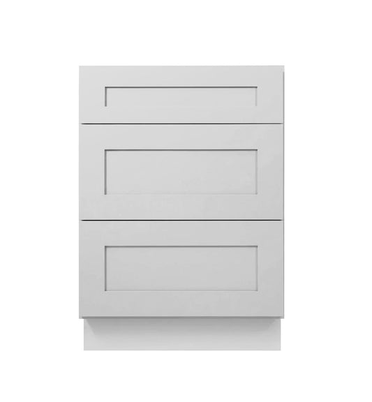 Luna (Light) Gray Shaker Base Cabinets With 3 Drawers
