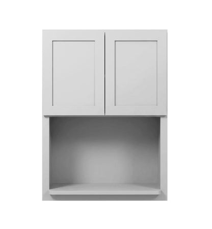Luna (Light) Gray Shaker Microwave Wall Open Shelf Cabinet
