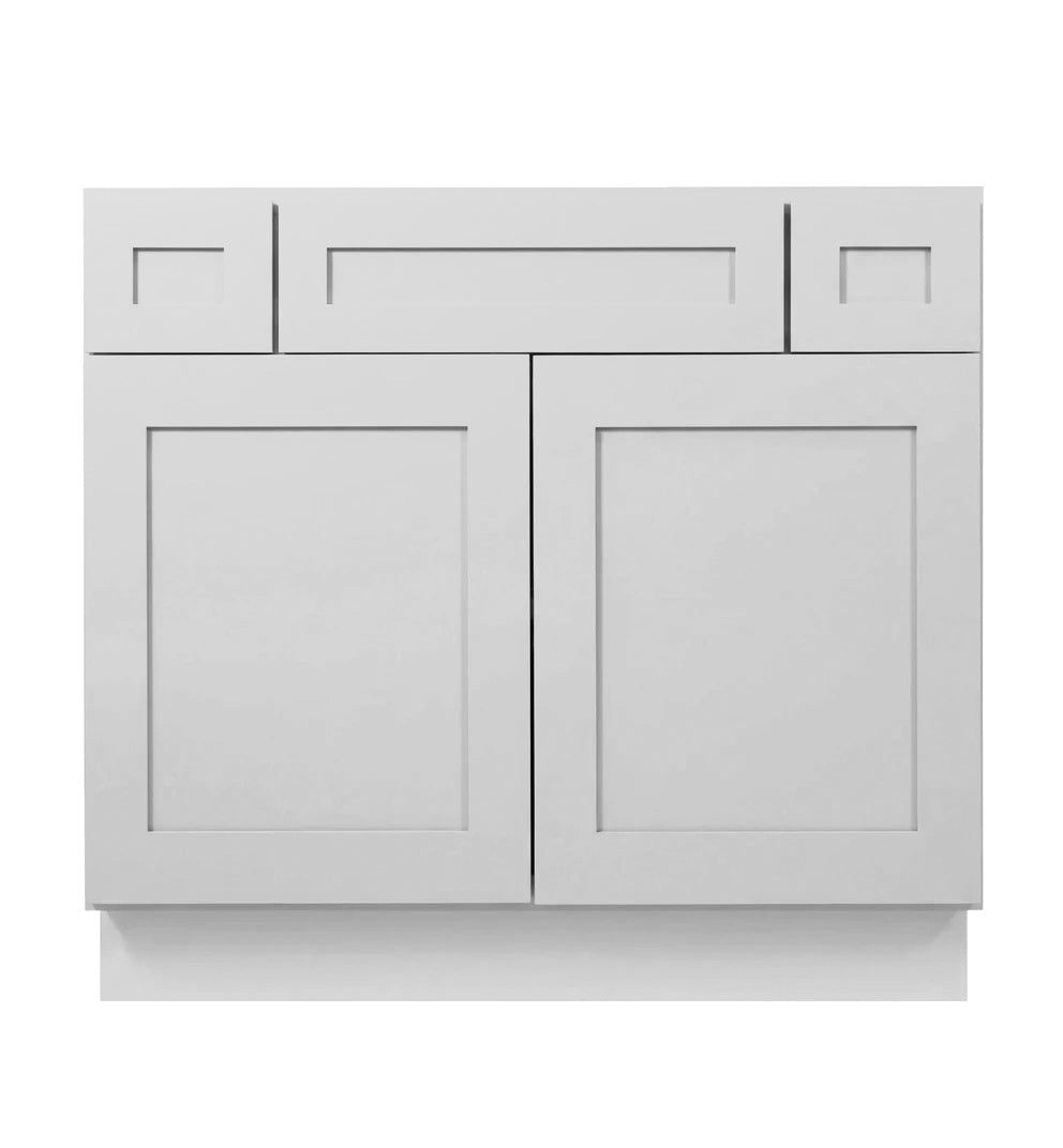 Luna (Light) Gray Shaker Vanity Sink Base 36"-48" Wide With Two Drawers on Top