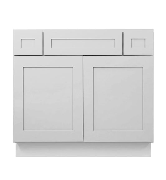 Luna (Light) Gray Shaker Vanity Sink Base 36"-48" Wide With Two Drawers on Top