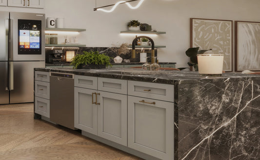 Luna (Light) Gray Shaker Wall Pie Cut Corner Cabinet (Easy Reach)