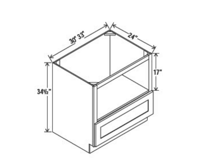 Charleston White Raised Panel Base Microwave Cabinet 30"-33"