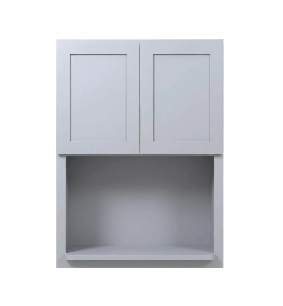 Gray Shaker Microwave Wall Open Shelf Cabinet