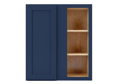 Navy Blue Shaker Wall Blind Corner Cabinet 30" Tall