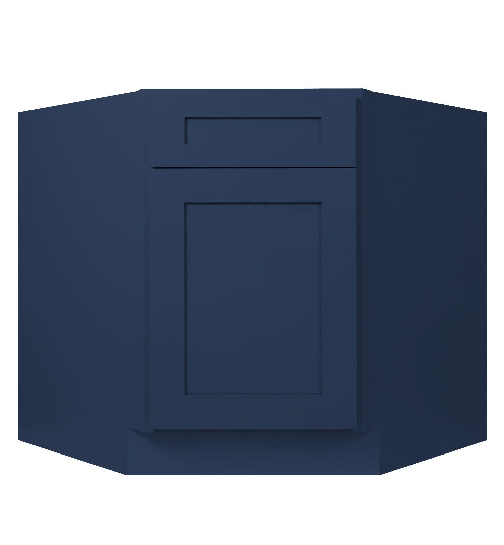 Navy Blue Shaker Corner Sink Base Cabinet 36"