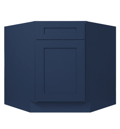 Navy Blue Shaker Corner Sink Base Cabinet 36"