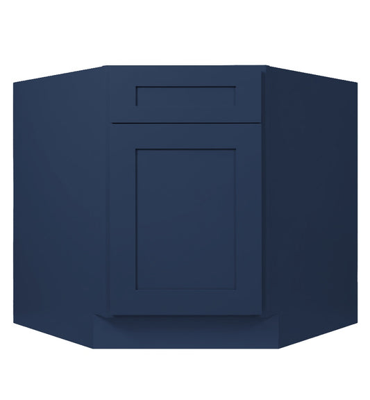 Navy Blue Shaker Corner Sink Base Cabinet 36"