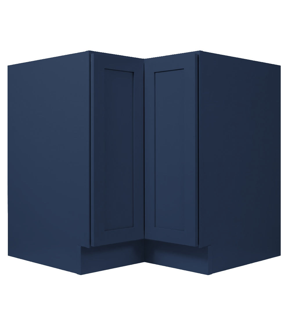 Navy Blue Shaker Base Corner Easy Reach Cabinet