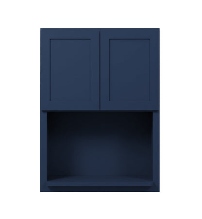 Navy Blue Shaker Microwave Wall Open Shelf Cabinet