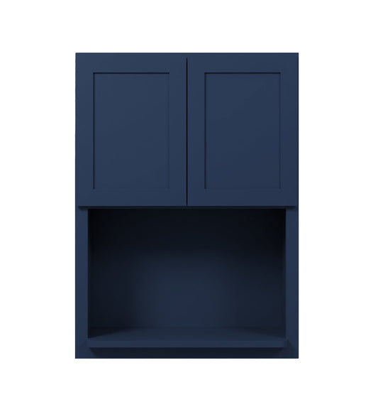 Navy Blue Shaker Microwave Wall Open Shelf Cabinet