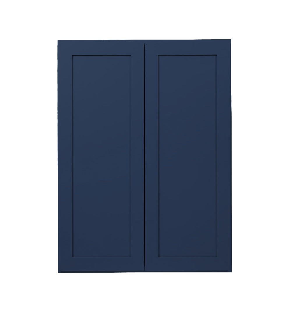 Navy Blue Shaker Wall Cabinets 36" Tall - Double Door