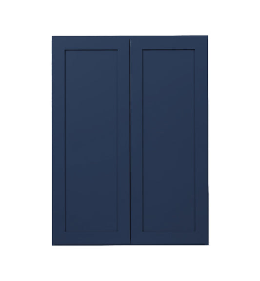 Navy Blue Shaker Wall Cabinets 36" Tall - Double Door