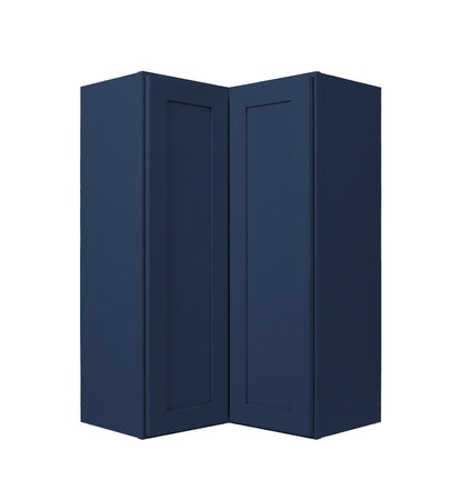 Navy Blue Shaker Wall Pie Cut Corner Cabinet (Easy Reach)