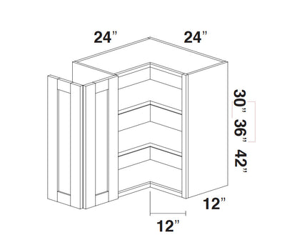 Espresso Shaker Wall Pie Cut Corner Cabinet (Easy Reach)