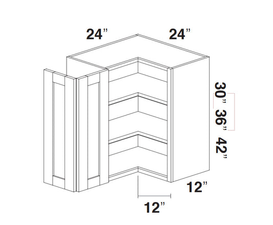 Espresso Shaker Wall Pie Cut Corner Cabinet (Easy Reach)