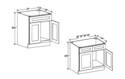 Espresso Shaker Sink Base cabinets 27" - 42"