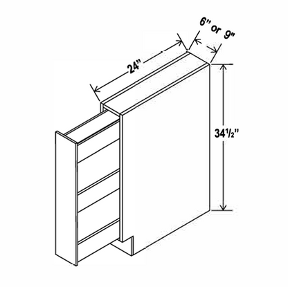 Charleston White Raised Panel Base Spice Rack Pullout 06" - 09"