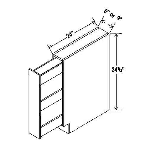 Charleston White Raised Panel Base Spice Rack Pullout 06" - 09"