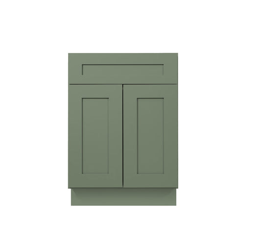 Sage Green Shaker Base cabinets 24" - 27" - Two doors / One drawer