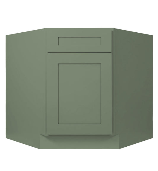 Sage Green Shaker Corner Sink Base Cabinet 36"