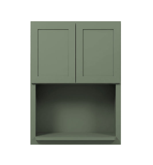 Sage Green Shaker Microwave Wall Open Shelf Cabinet