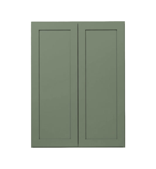 Sage Green Shaker Wall Cabinets 36" Tall - Double Door