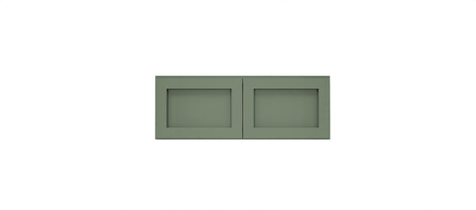 Sage Green Shaker Wall Bridge Cabinets - 12" Deep