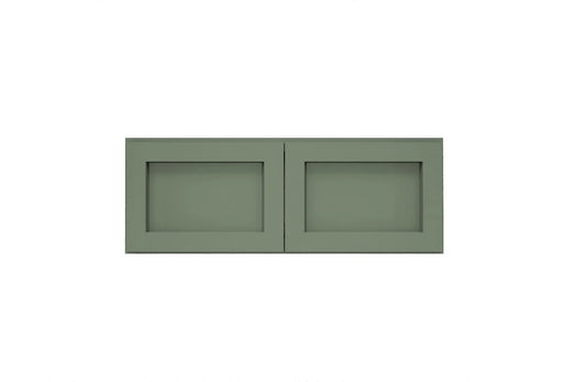 Sage Green Shaker Wall Refrigerator Cabinets - 24" Deep