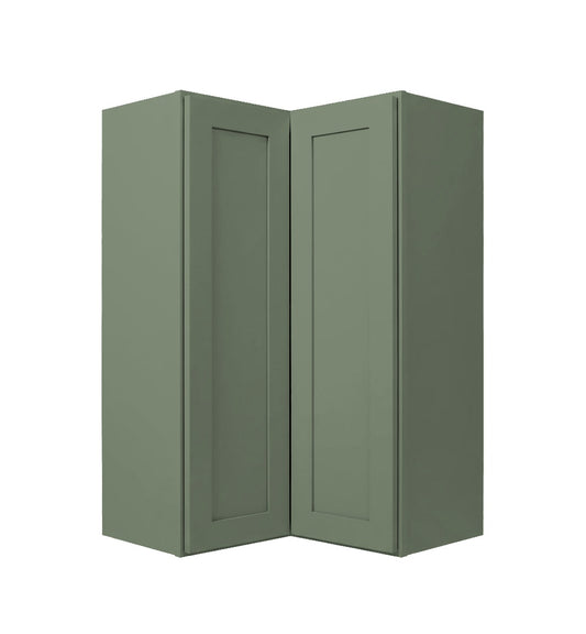 Sage Green Shaker Wall Pie Cut Corner Cabinet (Easy Reach)