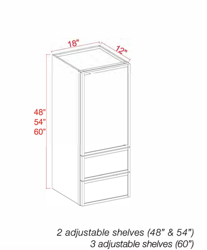 White Oak Slim Shaker Microwave Wall Open Shelf Cabinet