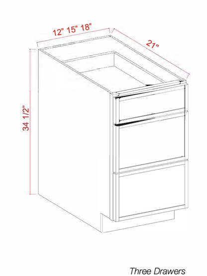 White Oak Slim Shaker Vanity Drawer Base