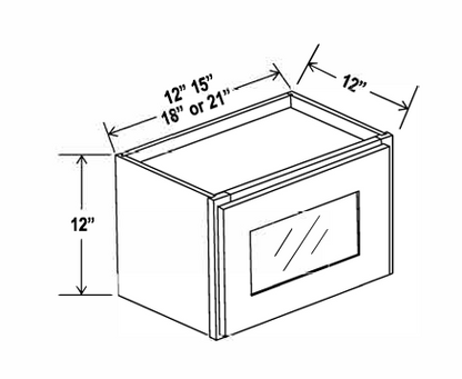Charleston White Raised Panel Wall Cabinets With Glass Doors - 12" Tall