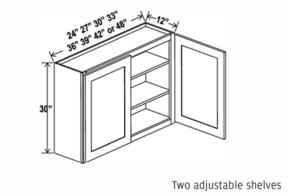 Clearance White Shaker Wall Cabinets 30" Tall - Double Door