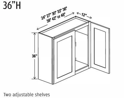 Clearance Gray Shaker Wall Cabinets 36" Tall - Double Door