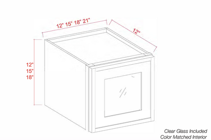 Dove White Slim Shaker Wall Cabinets With Glass Doors - 12"-18" Tall