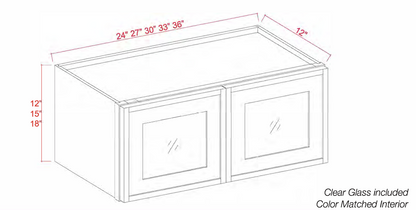 Dove White Slim Shaker Wall Cabinets With Glass Doors - 12"-18" Tall