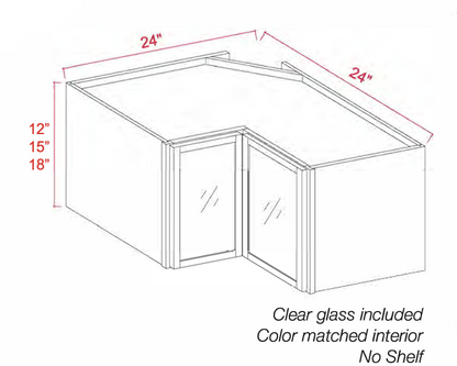 Dove White Slim Shaker Wall Cabinets With Glass Doors - 12"-18" Tall