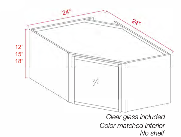 Dove White Slim Shaker Wall Cabinets With Glass Doors - 12"-18" Tall