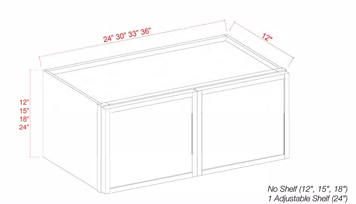 White Oak Slim Shaker Wall Bridge Cabinets - 12" Deep