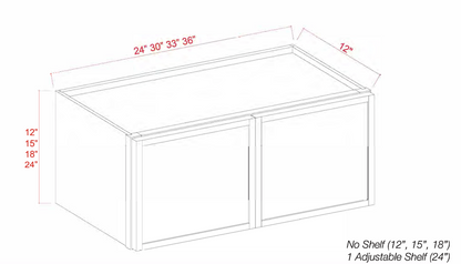 White Oak Slim Shaker Wall Bridge Cabinets - 12" Deep