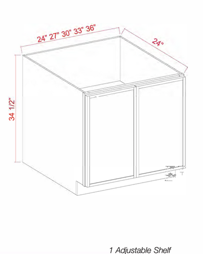 White Oak Slim Shaker Full Height Door Base Cabinets