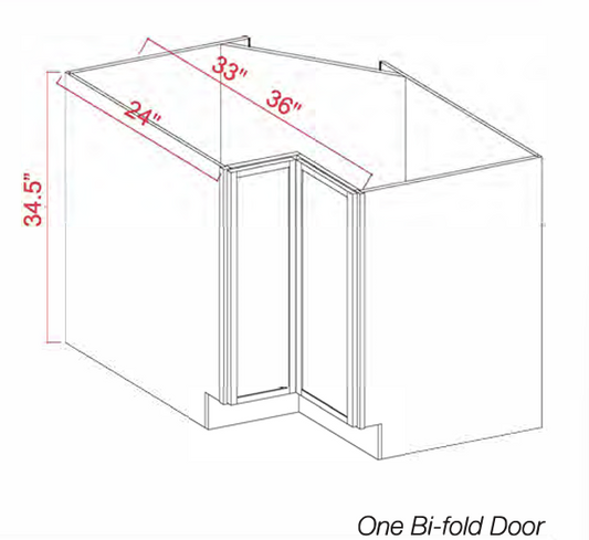Dove White Slim Shaker Base Corner Easy Reach Cabinet 33"-36"