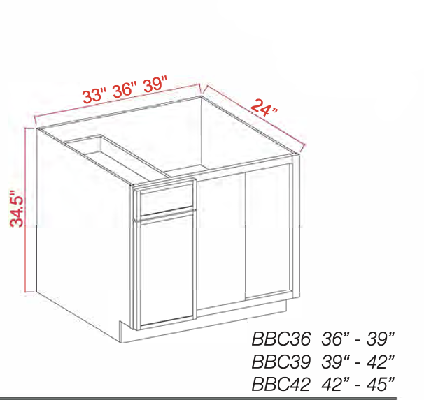 White Oak Slim Shaker Base Blind Corner Cabinet