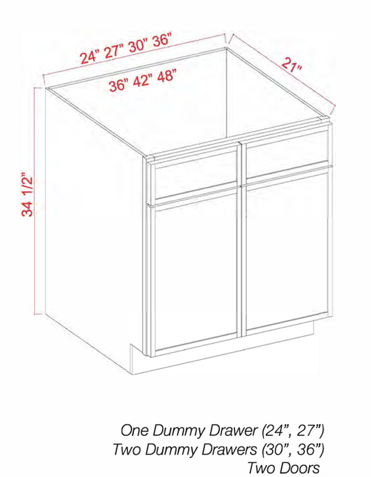 Dove White Slim Shaker Vanity Sink Base Cabinet 24" - 36"