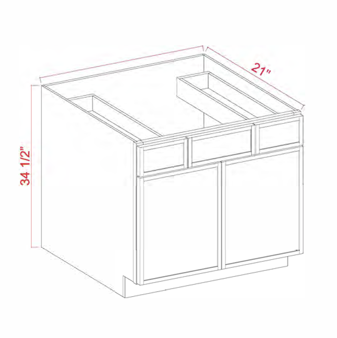 Dove White Slim Shaker Vanity Sink Base 36"-48" Wide With Two Drawers on Top
