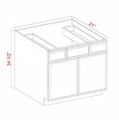 Dove White Slim Shaker Vanity Sink Base 36"-48" Wide With Two Drawers on Top