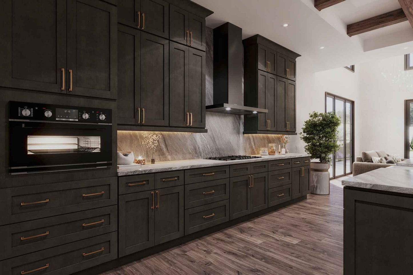 Charcoal Shaker Wall Cabinets With Glass Doors - 12" Tall
