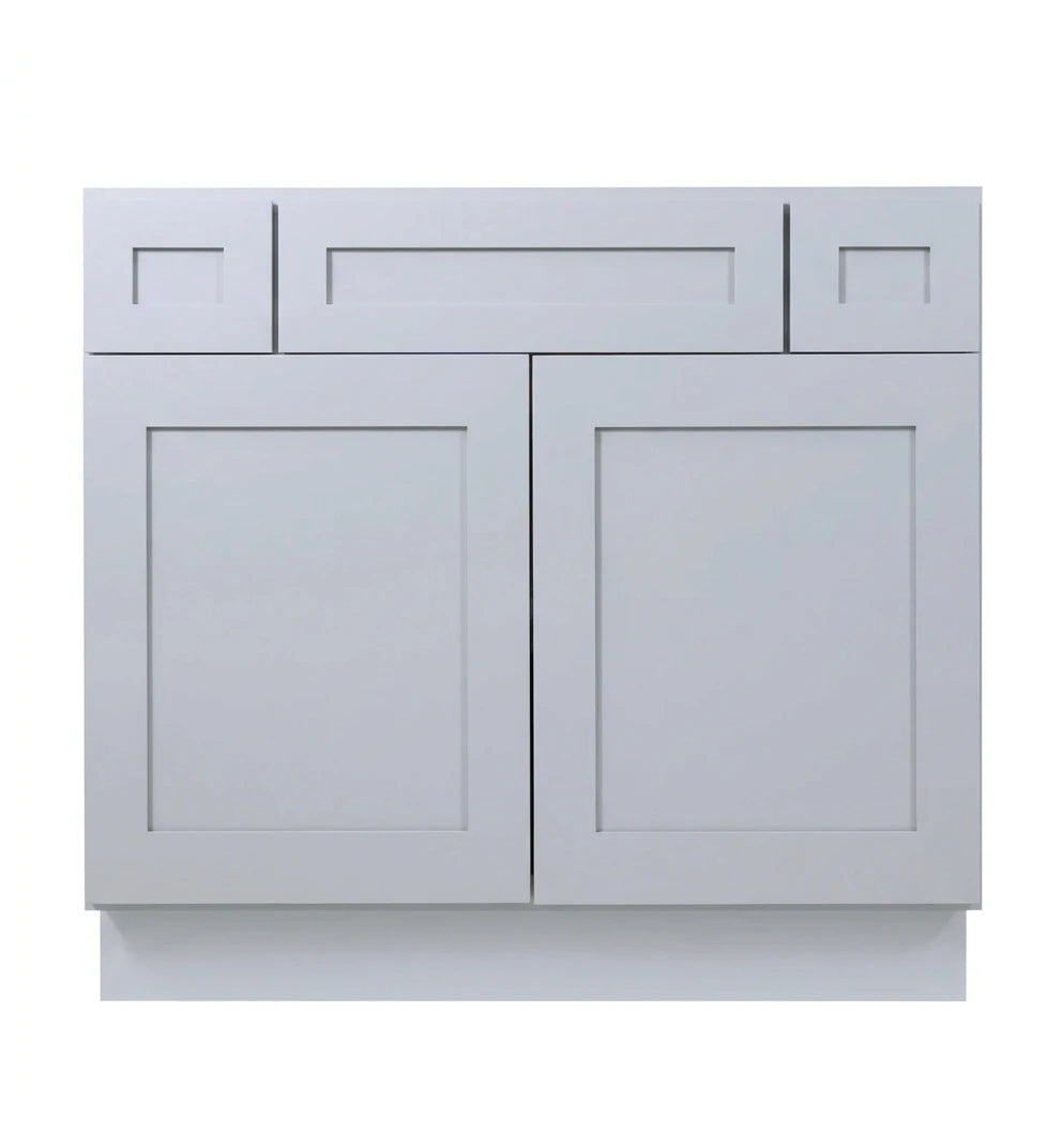 Gray Shaker Vanity Sink Base 36"-48" Wide With Two Drawers on Top