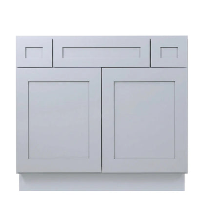 Gray Shaker Vanity Sink Base 36"-48" Wide With Two Drawers on Top